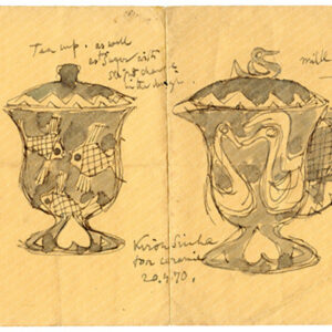 Cartoon for Milkpot and Sugar Bowl that Doubles as a Tea Cup