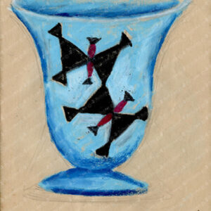 Design for Ceramic Cup with Black Butterfly Motif