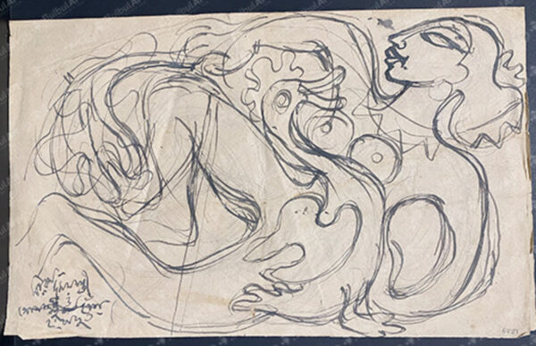 Draft Sketch for Saraswati and the Swan