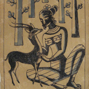 Sakuntala and the Deer (for inlay on wood)