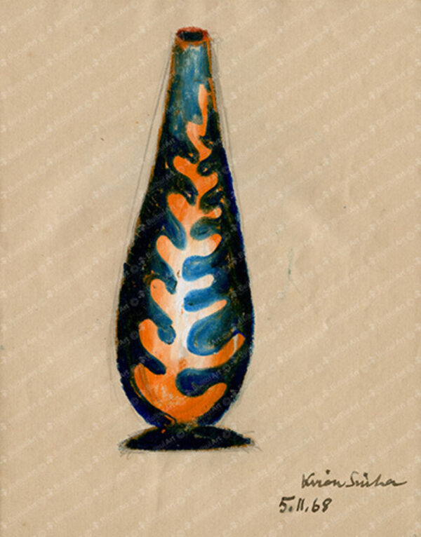 Design for Ceramic Vase with Orange Fern